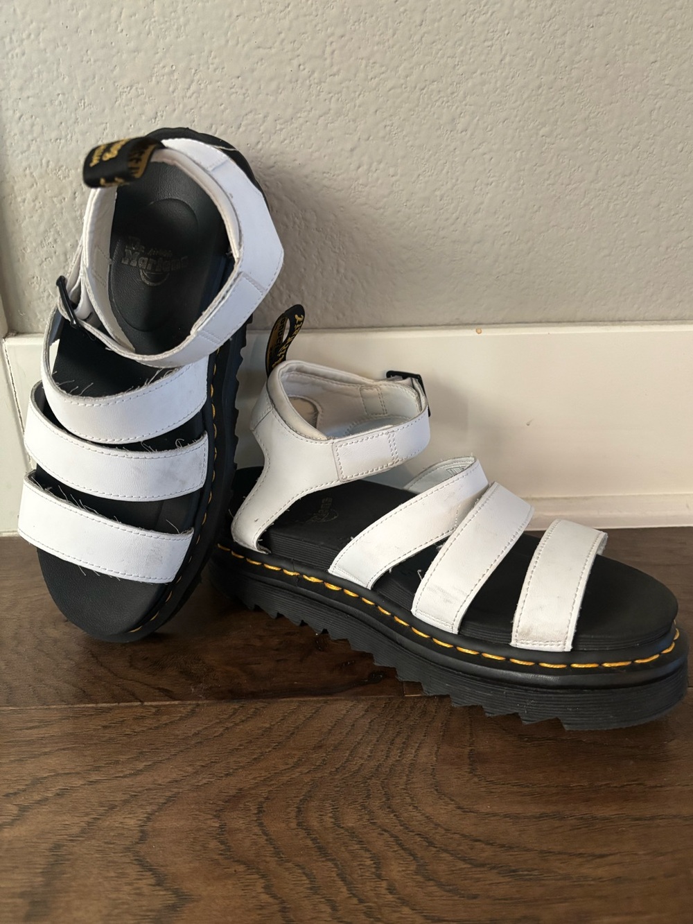 Dr. Martens Kids White Multi-Strap Platform Sandals